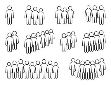 İnsan simgesi seti. Kalabalık simgesi.