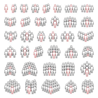 İnsan simgesi seti. Kalabalık simgesi.
