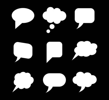 Beyaz konuşma baloncukları seti, sohbet simgesi