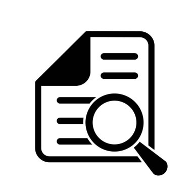 Büyüteçli belge. Kintroli simgesi ve belge araması.