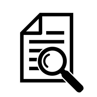 Büyüteçli belge. Kintroli simgesi ve belge araması.