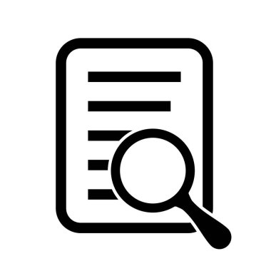 Büyüteçli belge. Kintroli simgesi ve belge araması.