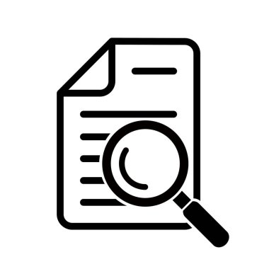 Büyüteçli belge. Kintroli simgesi ve belge araması.