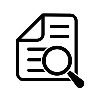 Büyüteçli belge. Kintroli simgesi ve belge araması.