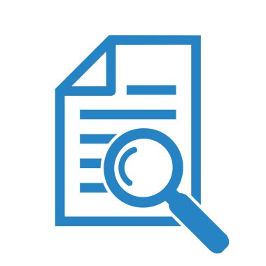 Büyüteçli belge. Kintroli simgesi ve belge araması.