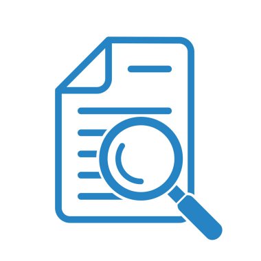 Büyüteçli belge. Kintroli simgesi ve belge araması.