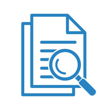 Büyüteçli belge. Kintroli simgesi ve belge araması.