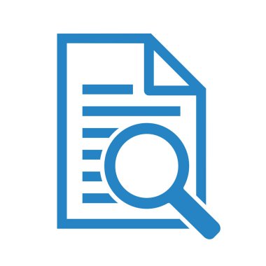 Büyüteçli belge. Kintroli simgesi ve belge araması.