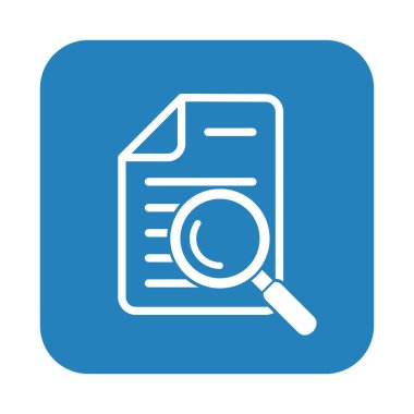 Büyüteçli belge. Kintroli simgesi ve belge araması.