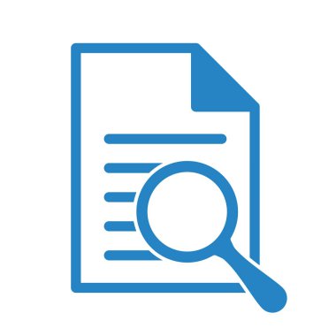 Büyüteçli belge. Kintroli simgesi ve belge araması.