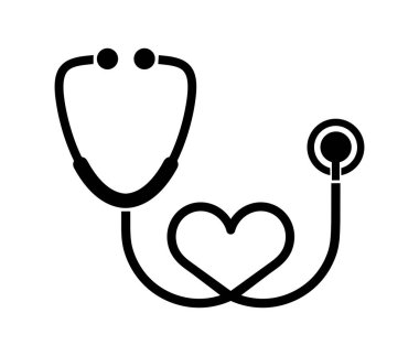 Sağlık ve tıp sembolü, steteskop ve kalp