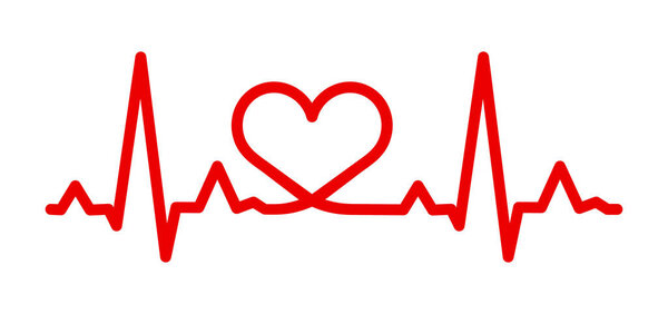 Значок сердцебиения. Векторная иллюстрация на белом фоне.