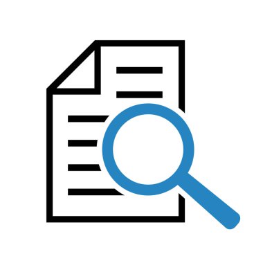 Büyüteçli belge. Kintroli simgesi ve belge araması.