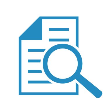 Büyüteçli belge. Kintroli simgesi ve belge araması.