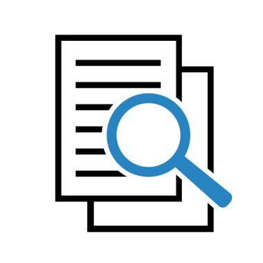 Büyüteçli belge. Kintroli simgesi ve belge araması.