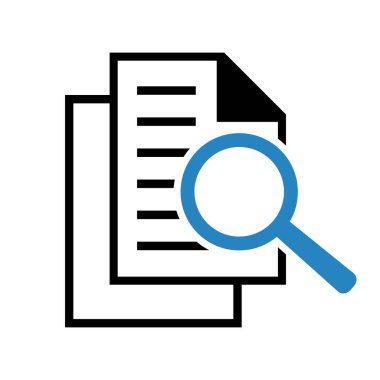 Büyüteçli belge. Kintroli simgesi ve belge araması.