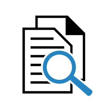 Büyüteçli belge. Kintroli simgesi ve belge araması.