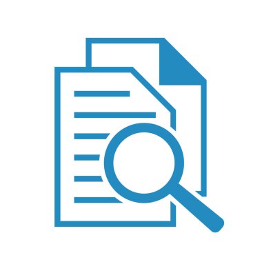 Büyüteçli belge. Kintroli simgesi ve belge araması.