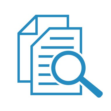 Büyüteçli belge. Kintroli simgesi ve belge araması.