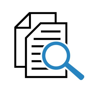 Büyüteçli belge. Kintroli simgesi ve belge araması.