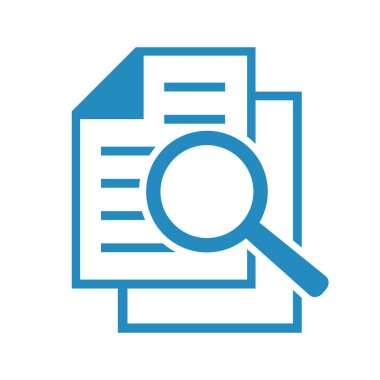 Büyüteçli belge. Kintroli simgesi ve belge araması.