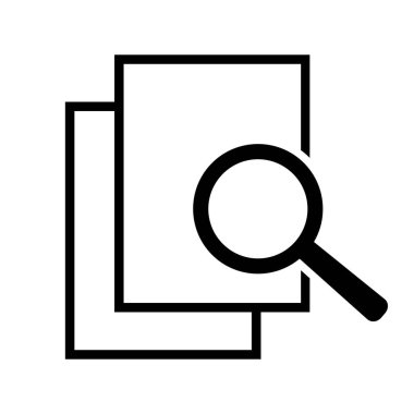 Büyüteçli belge. Kintroli simgesi ve belge araması.