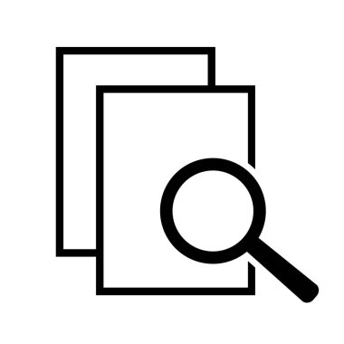 Büyüteçli belge. Kintroli simgesi ve belge araması.