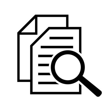 Büyüteçli belge. Kintroli simgesi ve belge araması.