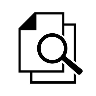 Büyüteçli belge. Kintroli simgesi ve belge araması.