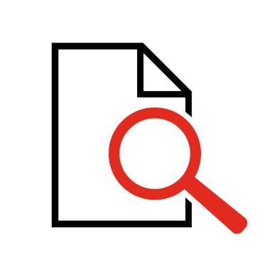 Büyüteçli belge. Kintroli simgesi ve belge araması.