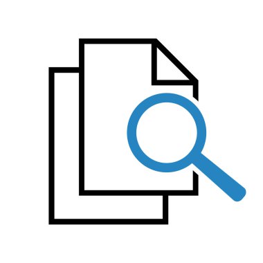 Büyüteçli belge. Kintroli simgesi ve belge araması.