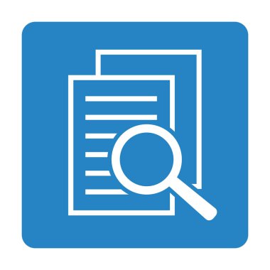 Büyüteçli belge. Kintroli simgesi ve belge araması.