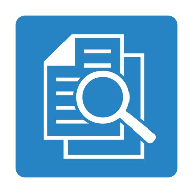 Büyüteçli belge. Kintroli simgesi ve belge araması.