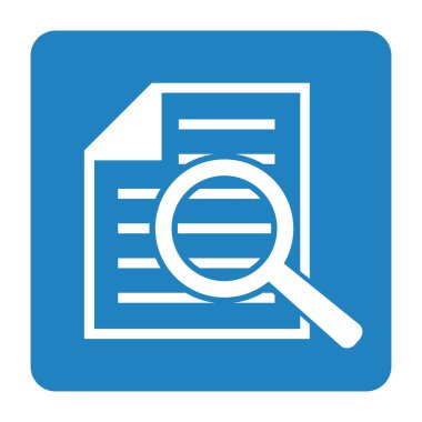 Büyüteçli belge. Kintroli simgesi ve belge araması.