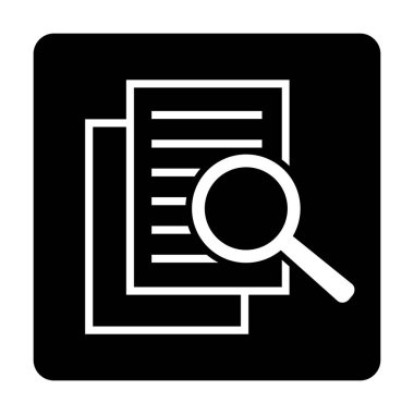 Büyüteçli belge. Kintroli simgesi ve belge araması.