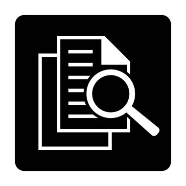 Büyüteçli belge. Kintroli simgesi ve belge araması.