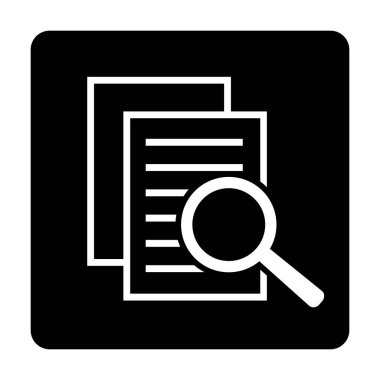 Büyüteçli belge. Kintroli simgesi ve belge araması.