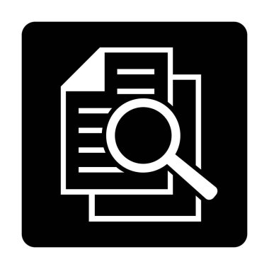 Büyüteçli belge. Kintroli simgesi ve belge araması.