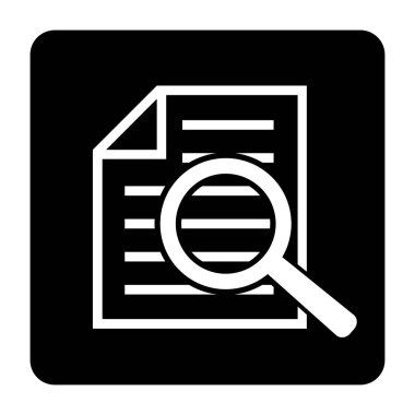 Büyüteçli belge. Kintroli simgesi ve belge araması.