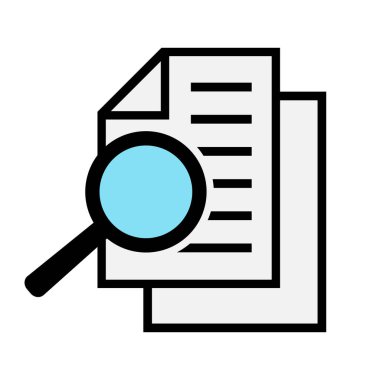 Büyüteçli belge. Kintroli simgesi ve belge araması.