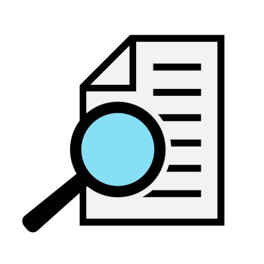 Büyüteçli belge. Kintroli simgesi ve belge araması.