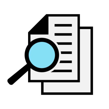 Büyüteçli belge. Kintroli simgesi ve belge araması.