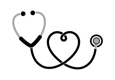 Sağlık ve tıp sembolü, steteskop ve kalp