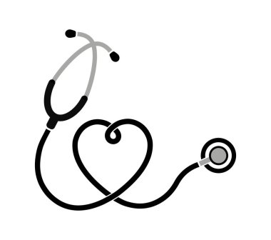Sağlık ve tıp sembolü, steteskop ve kalp