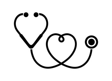 Sağlık ve tıp sembolü, steteskop ve kalp