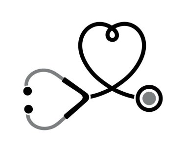 Sağlık ve tıp sembolü, steteskop ve kalp