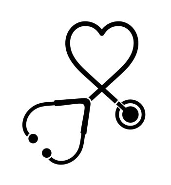 Sağlık ve tıp sembolü, steteskop ve kalp