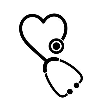 Sağlık ve tıp sembolü, steteskop ve kalp