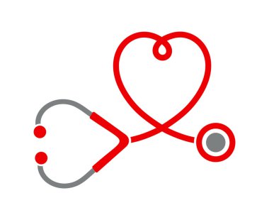 Sağlık ve tıp sembolü, steteskop ve kalp