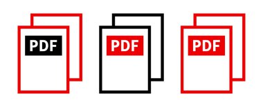 Beyaz arkaplanda PDF dosya simgeleri kümesi